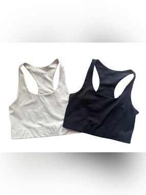 Girlfriend Collective Paloma Racerback Bras Black Ivory Size Medium